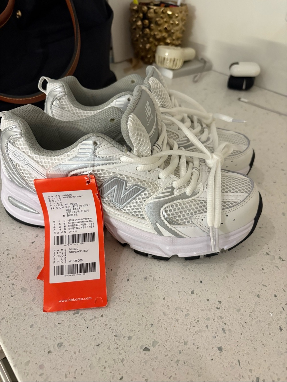 New Balance MR530 Sneakers in White and Gray with Red Tag - Picture 3 of 7